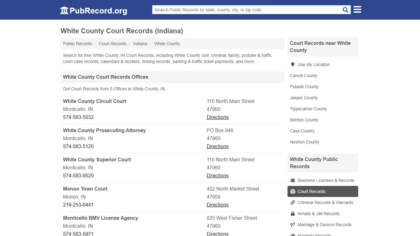 Free White County Court Records (Indiana Court Records)